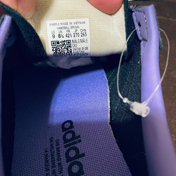 Rare Sample Tag Adidas Handball Spezial Blk Silver Purple 9 US 8.5 UK 42 2/3 EU - Picture 7 of 10